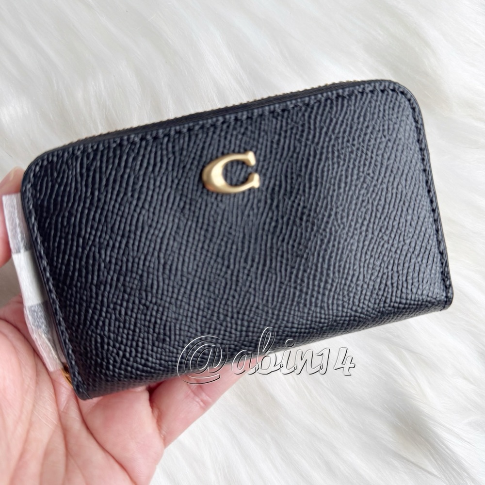 NWT Coach Black Leather Card Case Holder Wallet
